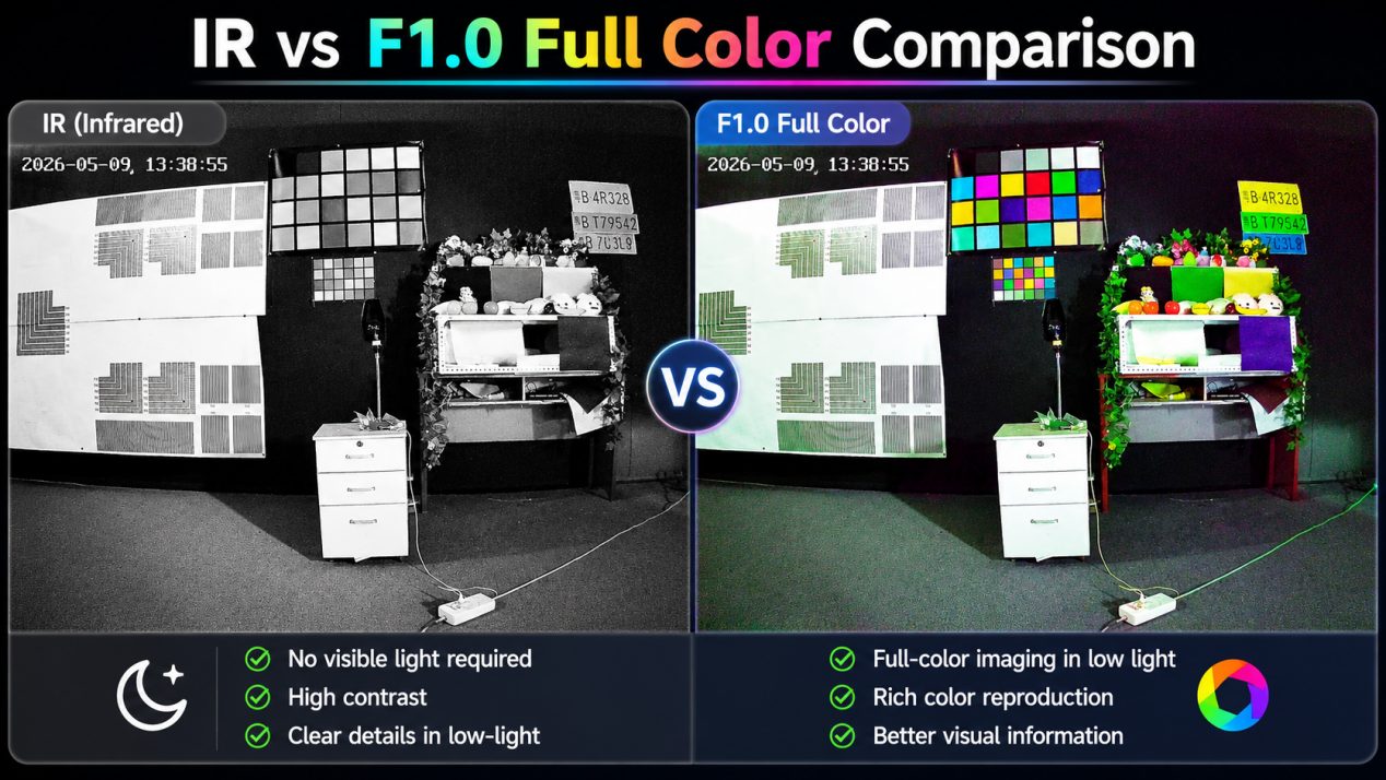 Comment les objectifs F1.0 à faible luminosité permettent une surveillance nocturne en couleur